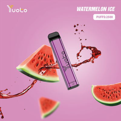 수박 얼음 일회용 Vape 펜 Yuoto XXL 2500 퍼프 7ml 전자 액체 1200mAh 배터리 이란 도매