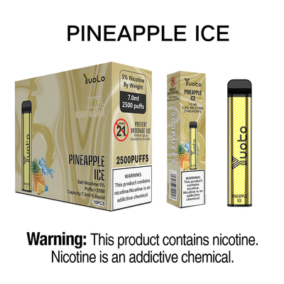 Yuoto 일회용 Vape 펜 장치 2500 퍼프 최고의 일회용 ecig 2022 파인애플 아이스 7ml