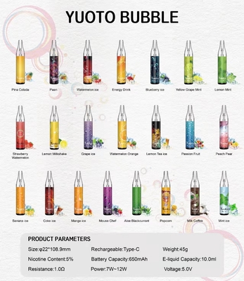 4000명의 퍼프 재충전이 가능한 포드는 650mAh 배터리가 LED 라이트를 10ML을 비추면서 기화합니다