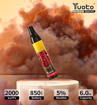 원형 유오토 2000 퍼프는 버릴 수 있는 메쉬 코일 6 밀리람베르트 Ｅ 쥬스 배터리 850mAh E-담배 불연성 담배를 기화시킵니다