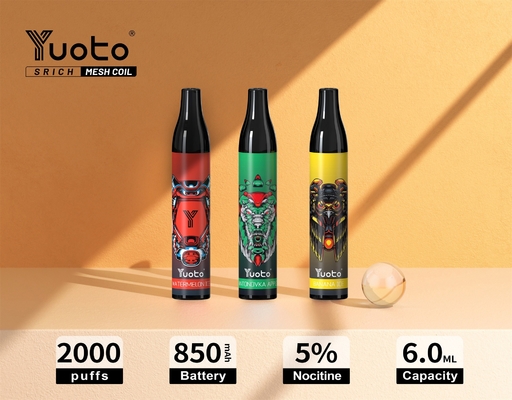 원형 유오토 2000 퍼프는 버릴 수 있어서 기화하고 메쉬 코일 6 밀리람베르트 Ｅ 쥬스 850mAh E-담배 불연성 담배를 기화시킵니다