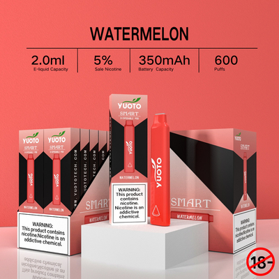 경량 600 분첩 장치 Yuoto 똑똑한 처분할 수 있는 Vape 2ML E 액체