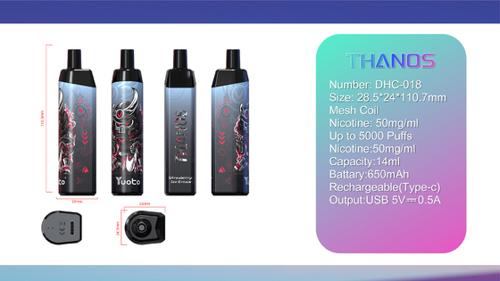 2022 새로운 도착 일회용 Vape 전자 Cigarette14ml 전자 액체 650mAh 배터리 포도 얼음 퍼프 디스트리뷰터