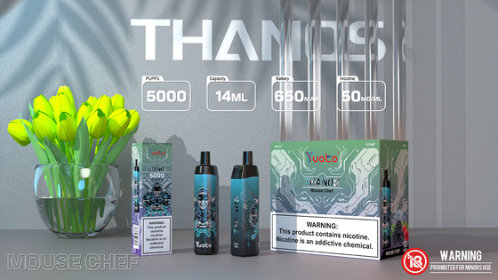 Yuoto Thanos 5000 퍼프 일회용 Vape 장치 블루 베리 아이스 오리지널