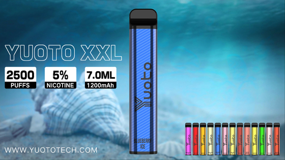 Yuoto XXL 2500 퍼프 일회용 Vape 펜 물 담뱃대 7ml 전자 액체 1200mAh 배터리 중국 공장에서 직접