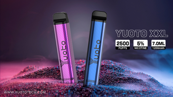 Yuoto XXL 2500 퍼프 일회용 Vape 펜 물 담뱃대 7ml 전자 액체 1200mAh 배터리 중국 공장에서 직접