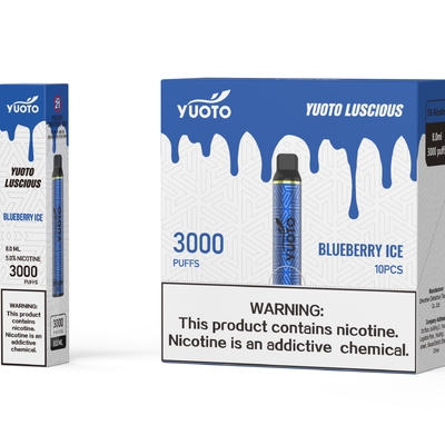 새로운 유형의 전자 담배 Yuoto Vape 3000 퍼프 블루베리 1350mAh 배터리 8ml E 주스
