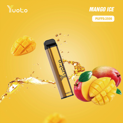 중국 공장에서 Yuoto xxl 2500 퍼프 일회용 Vape 포드 망고 얼음 맛 7ml Ejuice 1200mAh 배터리