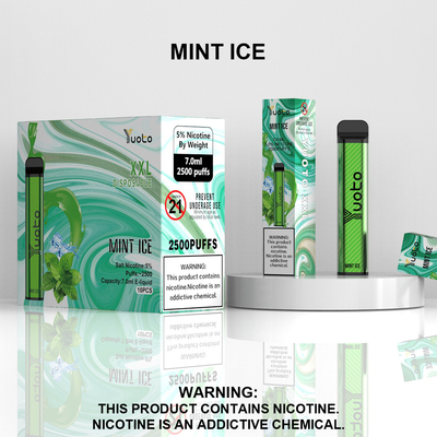 중국 공장에서 2500 분첩 처분할 수 있는 Vape 깍지 복숭아 풍미 Yuoto XXL 코일 7ml Ejuice 1200mAh 건전지