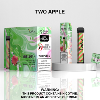중국 공장에서 2500 분첩 처분할 수 있는 Vape 깍지 복숭아 풍미 Yuoto XXL 코일 7ml Ejuice 1200mAh 건전지