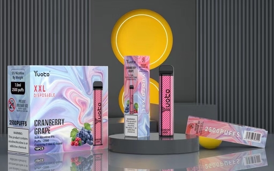 Yuoto XXL 일회용 2500 퍼프 Vape 포드 밀크 커피 7ml E-액체 1200mAh 배터리 빠른 배송 인도
