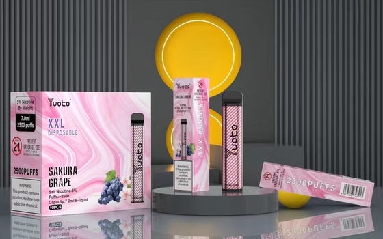 100% 정통 Yuoto Xxl 2500 퍼프 일회용 Vape 키트 7ml 포드 용량