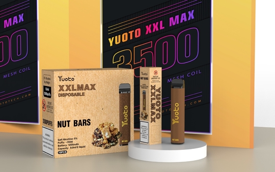 원래 Yuoto E 담배 기화기 장치 XXL MAX 3500 퍼프 키트 캐러멜 땅콩