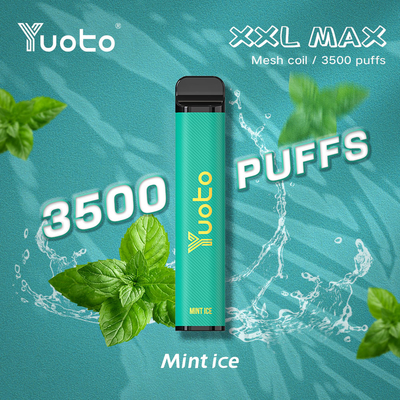 버릴 수 있는 유오토 새로운 XXL 맥스 3500 퍼프는 박하 얼음 메쉬 코일 9ML Ｅ 주스를 기화시킵니다