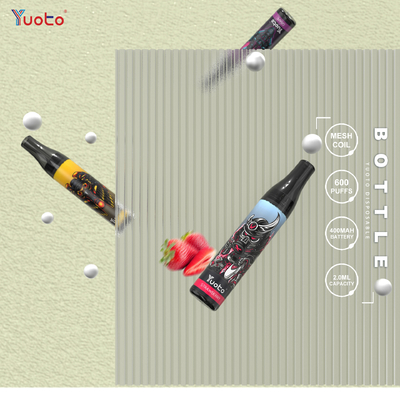 600 퍼프는 병 2%Nic 2 밀리람베르트 400mAh 메쉬 코일을 기화시키고 일회용 과실 향기 에시가레트를 기화시킵니다