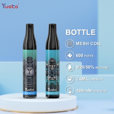버릴 수 있는 YUOTO 병 600 퍼프는 포드 블루베리 2 밀리람베르트 20 마그네슘 400mAh 배터리 TPD 영국을 기화시킵니다