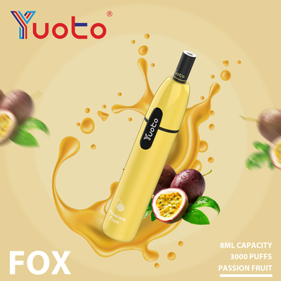 Fox 3000 Puffs Yuoto 일회용 E 담배 Vaping 종이 필터 5% Nic