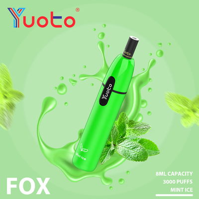 Fox 3000 Puffs Yuoto 일회용 E 담배 Vaping 종이 필터 5% Nic