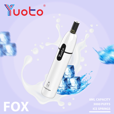 Fox 3000 Puffs Yuoto 일회용 E 담배 Vaping 종이 필터 5% Nic