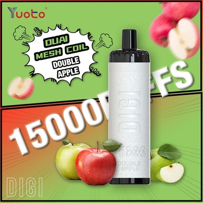 조절 가능한 공기 흐름 유오토 15000 펌프 일회용 바이프 듀얼 메시 코일 850mAh 배터리 23 맛