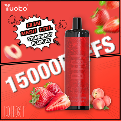 조절 가능한 공기 흐름 유오토 일회용 바이프 15000 펌프 듀얼 메시 코일 850mAh 배터리
