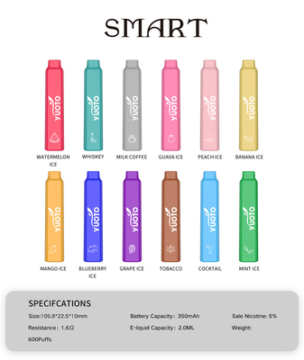 2ml E 주스 600 분첩 Vape, Yuoto 똑똑한 휴대용 Vape 장치