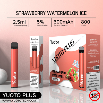 5% 2% 니코틴 800 퍼프 Vape 600mAh 배터리 독특하고 비발한 외관