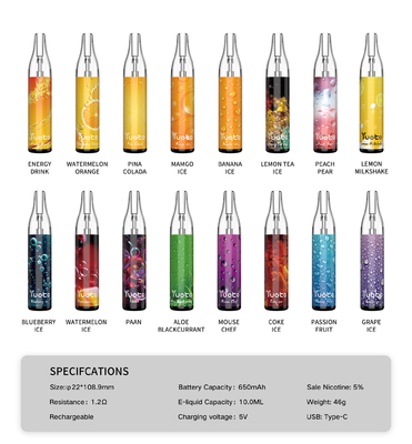 Yuoto 버블 일회용 Vape 키트 4000 퍼프 10ml 충전식 c 650mAh