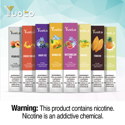 Yuoto 5 1500puffs 일회용 vapes 5ml 5% 니코틴 전자 액체 900mah
