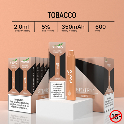 Yuoto 똑똑한 600 분첩 Vape, ODM 좋은 맛 처분할 수 있는 Vape 펜