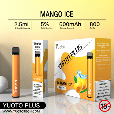 ROHS UL PSE 800 퍼프 Vape, 2.5ml 전자 Vape E 담배