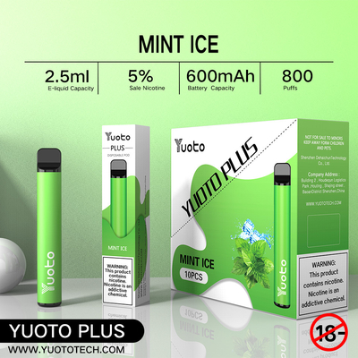 Yuoto Plus 800 퍼프 Vape, 2.5ML 처분할 수 있는 전자 Vaping 장치