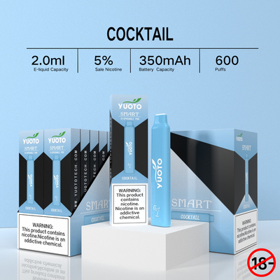 5% 니코틴 600 퍼프 Vape TPD 인증 참신한 외관