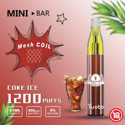 강력한 650mah 건전지로 활성화되는 처분할 수 있는 1200개의 퍼프 바 무승부