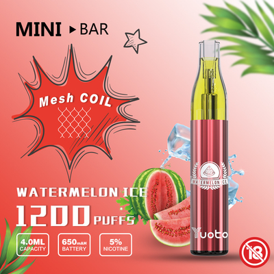 FCC UL PSE 인증을 사용하여 쉽게 메쉬 코일 1200 퍼프 Vape
