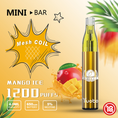 FCC UL PSE 인증을 사용하여 쉽게 메쉬 코일 1200 퍼프 Vape