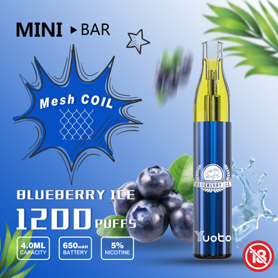 FCC UL PSE 인증을 사용하여 쉽게 메쉬 코일 1200 퍼프 Vape