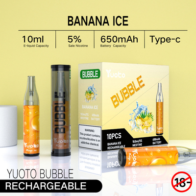 Yuoto 거품 4000puffs 650 mah 10ml 메쉬 코일 일회용 충전식 vape 비 분리 피나 콜라다 ecig 증기