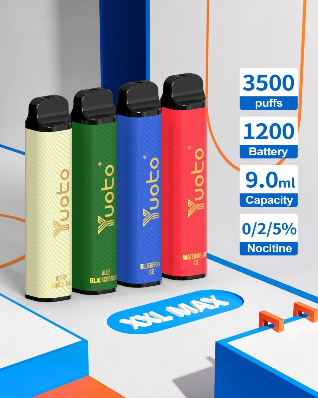 2023년 뜨거운 유오토 XXL 맥스 3500 퍼프 메쉬 코일 가죽 표면 9 밀리람베르트 버릴 수 있는 전자 담배