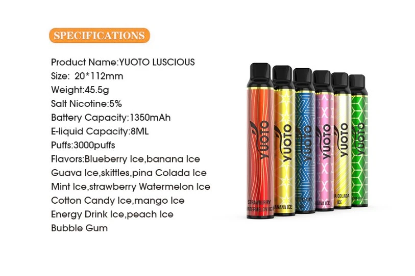  24 맛 유오토 달콤하 3000 퍼프 5% 니코틴 8 밀리람베르트는 주스 1350mAh 리튬 배터리 일회용을 기화시키고 포드를 기화시킵니다